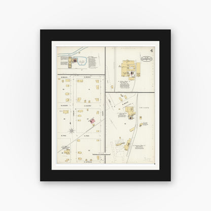 Old map wall art mockup — black gallery frame with white mat — Sanborn Fire Insurance Map from Coudersport, Potter County, Pennsylvania (1897), Sheet #0004