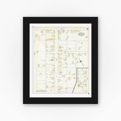 Old map wall art mockup — black gallery frame with white mat — Sanborn Fire Insurance Map from Winchester, Adams County, Ohio (1912), Sheet #0003