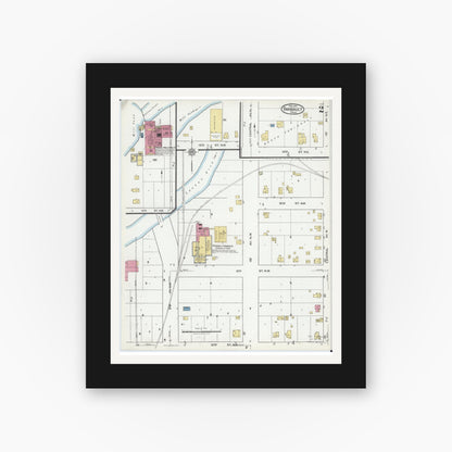 Old map wall art mockup — black gallery frame with white mat — Sanborn Fire Insurance Map from Faribault, Rice County, Minnesota (1921), Sheet #0002