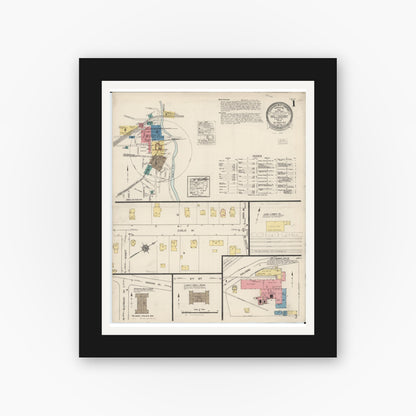 Old map wall art mockup — black gallery frame with white mat — Sanborn Fire Insurance Map from Willoughby, Lake County, Ohio (1922), Sheet #0001