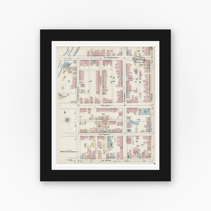 Old map wall art mockup — black gallery frame with white mat — Sanborn Fire Insurance Map from Norristown, Montgomery County, Pennsylvania (1886), Sheet #0008