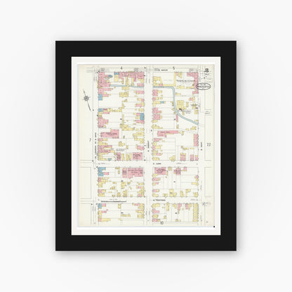 Old map wall art mockup — black gallery frame with white mat — Sanborn Fire Insurance Map from Winchester, Independent Cities, Virginia (1912), Sheet #0008