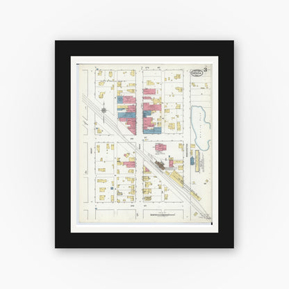 Old map wall art mockup — black gallery frame with white mat — Sanborn Fire Insurance Map from Genoa, Ottawa County, Ohio (1920), Sheet #0003