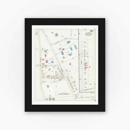 Old map wall art mockup — black gallery frame with white mat — Sanborn Fire Insurance Map from Princeton, Mercer County, New Jersey (1906), Sheet #0010