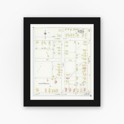 Old map wall art mockup — black gallery frame with white mat — Sanborn Fire Insurance Map from Delaware, Delaware County, Ohio (1911), Sheet #0002