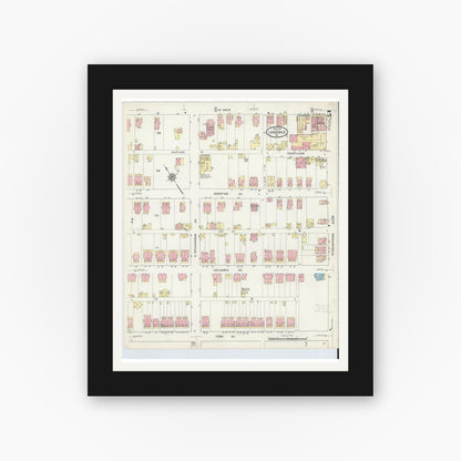 Old map wall art mockup — black gallery frame with white mat — Sanborn Fire Insurance Map from Lansdale, Montgomery County, Pennsylvania (1914), Sheet #0005