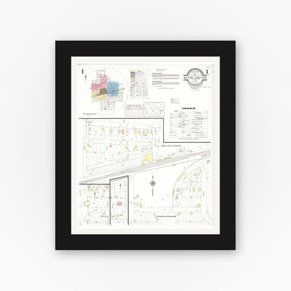 Old map wall art mockup — black gallery frame with white mat — Sanborn Fire Insurance Map from Wilton Junction, Muscatine County, Iowa (1939), Sheet #0001