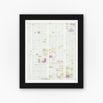 Old map wall art mockup — black gallery frame with white mat — Sanborn Fire Insurance Map from Cass Lake, Cass County, Minnesota (1900), Sheet #0002