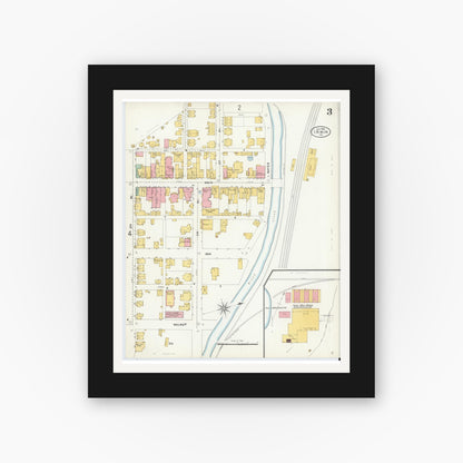 Old map wall art mockup — black gallery frame with white mat — Sanborn Fire Insurance Map from Irwin, Westmoreland County, Pennsylvania (1904), Sheet #0003