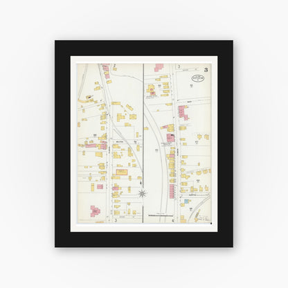 Old map wall art mockup — black gallery frame with white mat — Sanborn Fire Insurance Map from Pittston, Luzerne County, Pennsylvania (1903), Sheet #0003