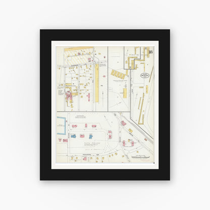 Old map wall art mockup — black gallery frame with white mat — Sanborn Fire Insurance Map from Medford, Middlesex County, Massachusetts (1903), Sheet #0018