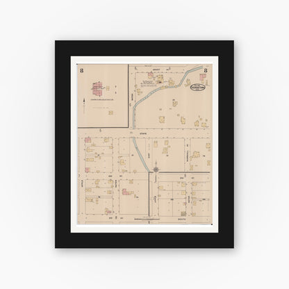Old map wall art mockup — black gallery frame with white mat — Sanborn Fire Insurance Map from Georgetown, Brown County, Ohio (1922), Sheet #0008