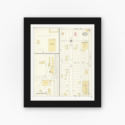 Old map wall art mockup — black gallery frame with white mat — Sanborn Fire Insurance Map from Zion, Lake County, Illinois (1911), Sheet #0002