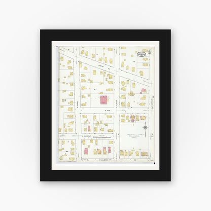 Old map wall art mockup — black gallery frame with white mat — Sanborn Fire Insurance Map from Albion, Calhoun County, Michigan (1918), Sheet #0002