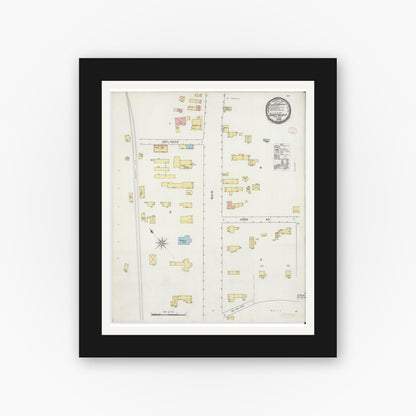 Old map wall art mockup — black gallery frame with white mat — Sanborn Fire Insurance Map from Sheffield, Berkshire County, Massachusetts (1895), Sheet #0001