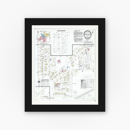 Old map wall art mockup — black gallery frame with white mat — Sanborn Fire Insurance Map from West Salem, Wayne County, Ohio (1951) - Complete Map Set