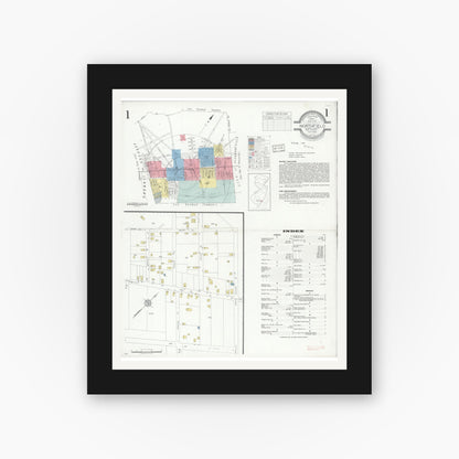 Old map wall art mockup — black gallery frame with white mat — Sanborn Fire Insurance Map from Northfield, Atlantic County, New Jersey (1933) - Complete Map Set