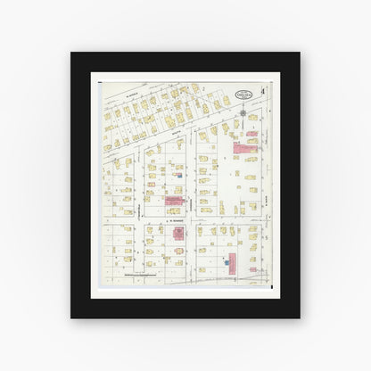 Old map wall art mockup — black gallery frame with white mat — Sanborn Fire Insurance Map from Chelsea, Washtenaw County, Michigan (1918), Sheet #0004