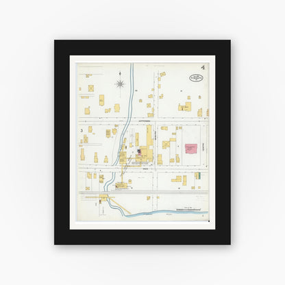 Old map wall art mockup — black gallery frame with white mat — Sanborn Fire Insurance Map from Tidioute, Warren County, Pennsylvania (1905), Sheet #0004
