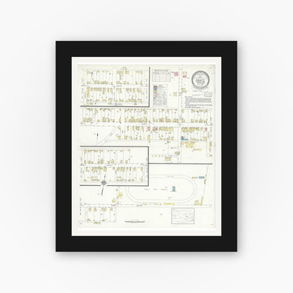 Old map wall art mockup — black gallery frame with white mat — Sanborn Fire Insurance Map from Gratz, Dauphin County, Pennsylvania (1934), Sheet #0001