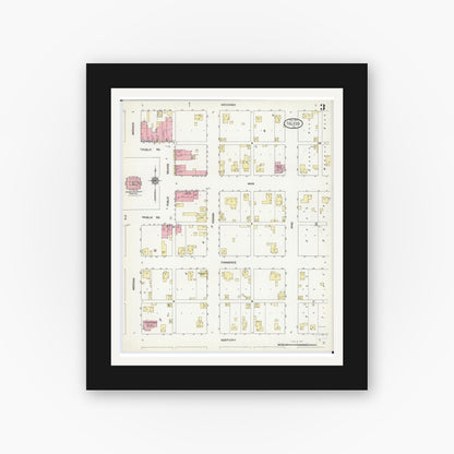 Old map wall art mockup — black gallery frame with white mat — Sanborn Fire Insurance Map from Toledo, Cumberland County, Illinois (1911), Sheet #0003