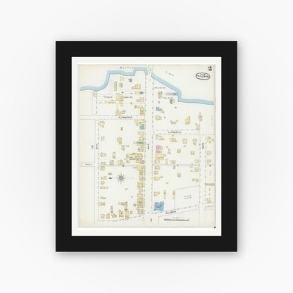 Old map wall art mockup — black gallery frame with white mat — Sanborn Fire Insurance Map from Paulsboro, Gloucester County, New Jersey (1896), Sheet #0002