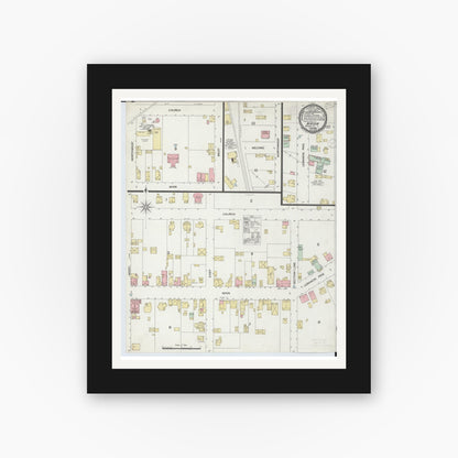 Old map wall art mockup — black gallery frame with white mat — Sanborn Fire Insurance Map from Mason, Warren County, Ohio (1898), Sheet #0001