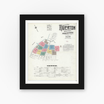 Old map wall art mockup — black gallery frame with white mat — Sanborn Fire Insurance Map from Riverton, Burlington County, New Jersey (1911), Sheet #0001