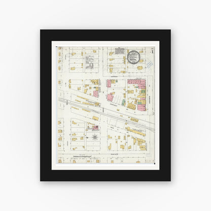 Old map wall art mockup — black gallery frame with white mat — Sanborn Fire Insurance Map from Rantoul, Champaign County, Illinois (1899) - Complete Map Set