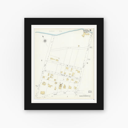 Old map wall art mockup — black gallery frame with white mat — Sanborn Fire Insurance Map from Nahant, Essex County, Massachusetts (1907), Sheet #0009