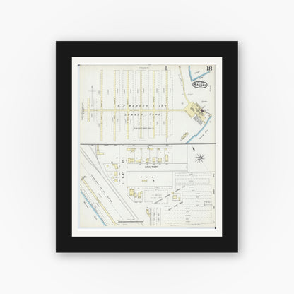 Old map wall art mockup — black gallery frame with white mat — Sanborn Fire Insurance Map from Wausau, Marathon County, Wisconsin (1891), Sheet #0018