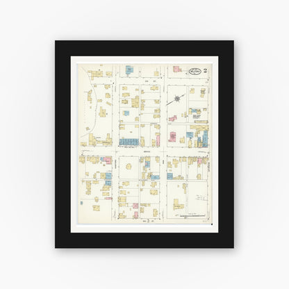 Old map wall art mockup — black gallery frame with white mat — Sanborn Fire Insurance Map from Milford, Pike County, Pennsylvania (1912), Sheet #0002