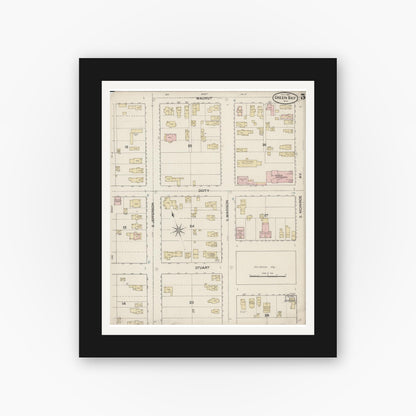 Old map wall art mockup — black gallery frame with white mat — Sanborn Fire Insurance Map from Green Bay, Brown County, Wisconsin (1887), Sheet #0005