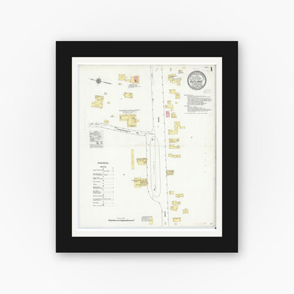 Old map wall art mockup — black gallery frame with white mat — Sanborn Fire Insurance Map from Rutland, Worcester County, Massachusetts (1910) - Complete Map Set