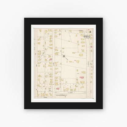 Old map wall art mockup — black gallery frame with white mat — Sanborn Fire Insurance Map from Mechanicsburg, Champaign County, Ohio (1921), Sheet #0005