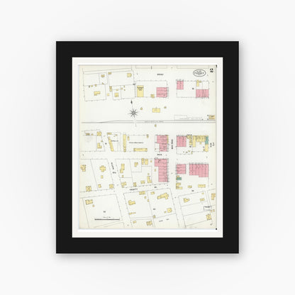 Old map wall art mockup — black gallery frame with white mat — Sanborn Fire Insurance Map from Forney, Kaufman County, Texas (1901), Sheet #0002