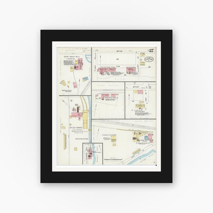 Old map wall art mockup — black gallery frame with white mat — Sanborn Fire Insurance Map from Easton, Northampton County, Pennsylvania (1897), Sheet #0027