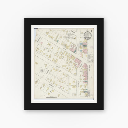 Old map wall art mockup — black gallery frame with white mat — Sanborn Fire Insurance Map from Anna, Union County, Illinois (1888) - Complete Map Set