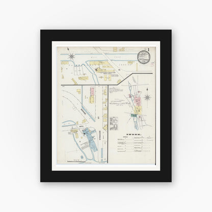 Old map wall art mockup — black gallery frame with white mat — Sanborn Fire Insurance Map from Chittenango, Madison County, New York (1890), Sheet #0001