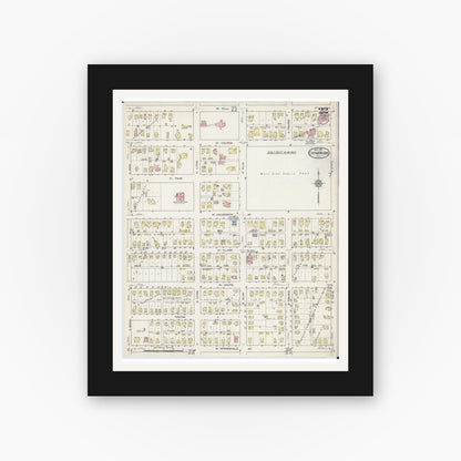 Old map wall art mockup — black gallery frame with white mat — Sanborn Fire Insurance Map from Champaign, Champaign County, Illinois (1915), Sheet #0022