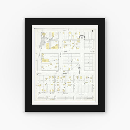 Old map wall art mockup — black gallery frame with white mat — Sanborn Fire Insurance Map from Brainerd, Crow Wing County, Minnesota (1917), Sheet #0007