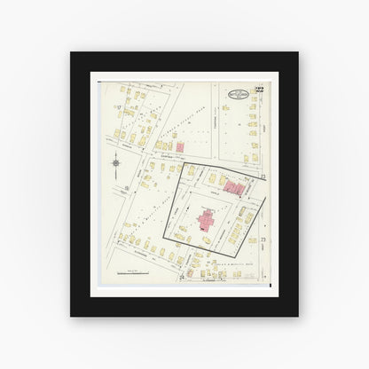 Old map wall art mockup — black gallery frame with white mat — Sanborn Fire Insurance Map from Battle Creek, Calhoun County, Michigan (1913), Sheet #0022