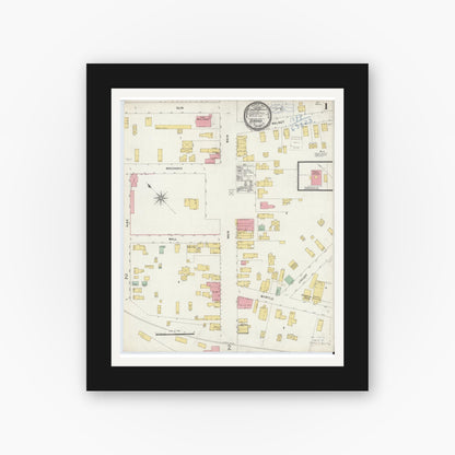 Old map wall art mockup — black gallery frame with white mat — Sanborn Fire Insurance Map from Girard, Erie County, Pennsylvania (1898) - Complete Map Set