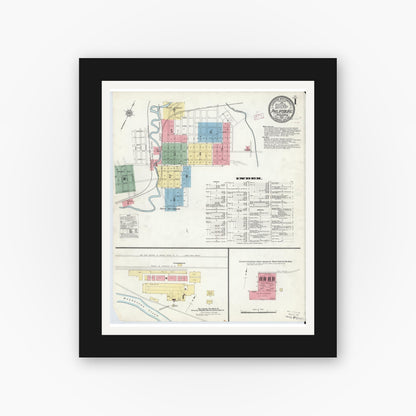 Old map wall art mockup — black gallery frame with white mat — Sanborn Fire Insurance Map from Philipsburg, Centre County, Pennsylvania (1910) - Complete Map Set