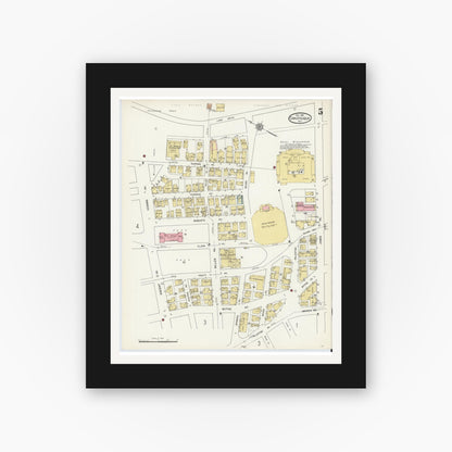 Old map wall art mockup — black gallery frame with white mat — Sanborn Fire Insurance Map from Chautauqua, Chautauqua County, New York (1912), Sheet #0005