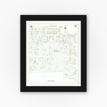 Old map wall art mockup — black gallery frame with white mat — Sanborn Fire Insurance Map from Beloit, Rock County, Wisconsin (1939), Sheet #0045