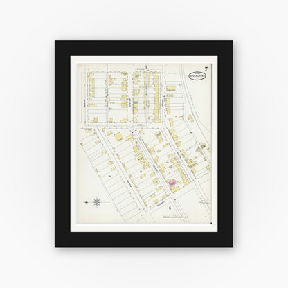 Old map wall art mockup — black gallery frame with white mat — Sanborn Fire Insurance Map from Mauch Chunk, Carbon County, Pennsylvania (1896), Sheet #0007