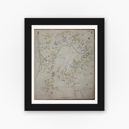Old map wall art mockup — black gallery frame with white mat — Sanborn Fire Insurance Map from Cohasset, Norfolk County, Massachusetts (1952), Sheet #0005