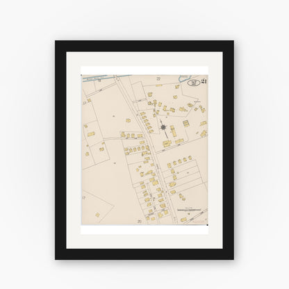 Old map wall art mockup — black gallery frame with white mat — Sanborn Fire Insurance Map from Hilo, Hawaii County, Hawaii (1921), Sheet #0021