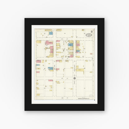Old map wall art mockup — black gallery frame with white mat — Sanborn Fire Insurance Map from Saint Cloud, Osceola County, Florida (1915), Sheet #0003